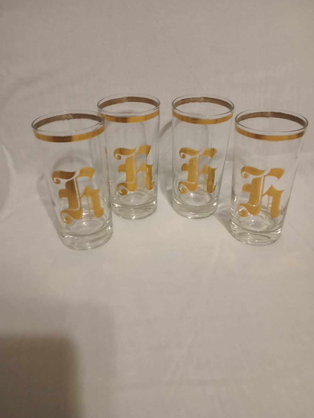 Vintage Culver 22K Gold Monogrammed "F" Highball Glasses- Set of 4